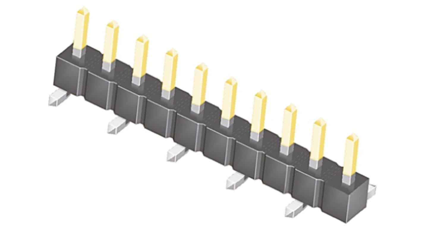 Samtec TSM Series Straight Surface Mount Pin Header, 10 Contact(s), 2.54mm Pitch, 1 Row(s), Unshrouded