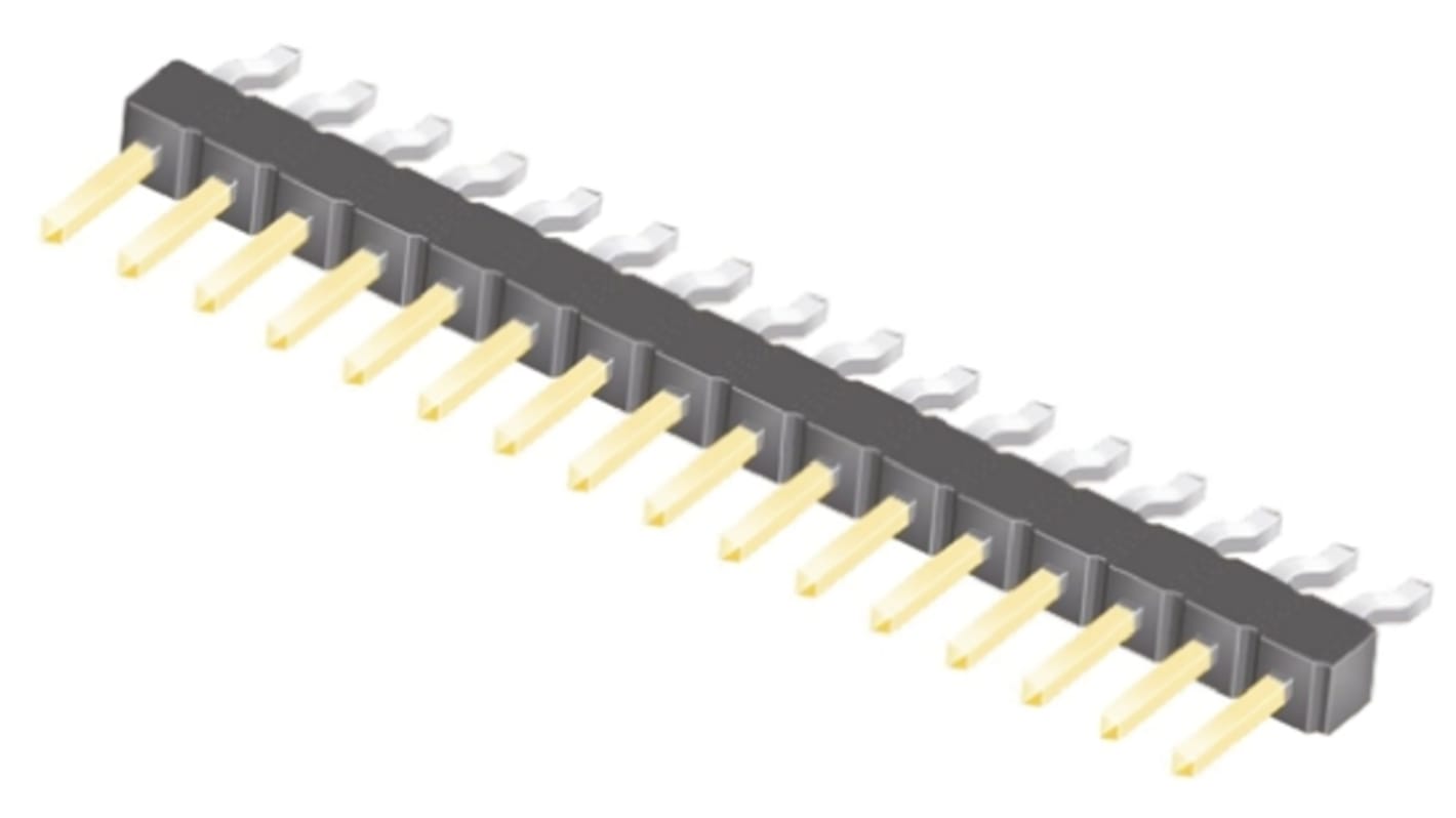 Samtec TSM Series Right Angle Surface Mount Pin Header, 16 Contact(s), 2.54mm Pitch, 1 Row(s), Unshrouded