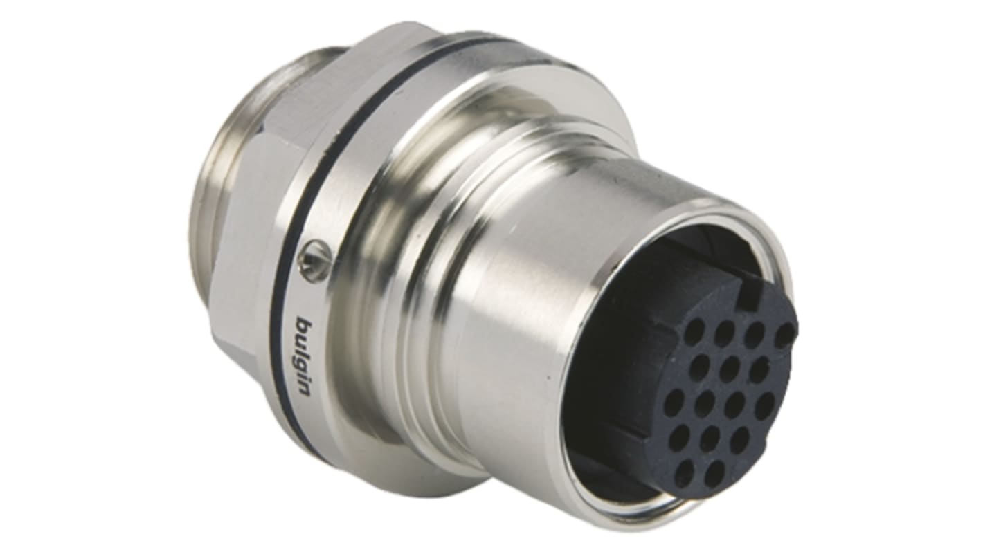 Bulgin Circular Connector, 16 Contacts, Front Mount, Socket, Female, IP66, IP68, IP69K, Buccaneer 6000 Series