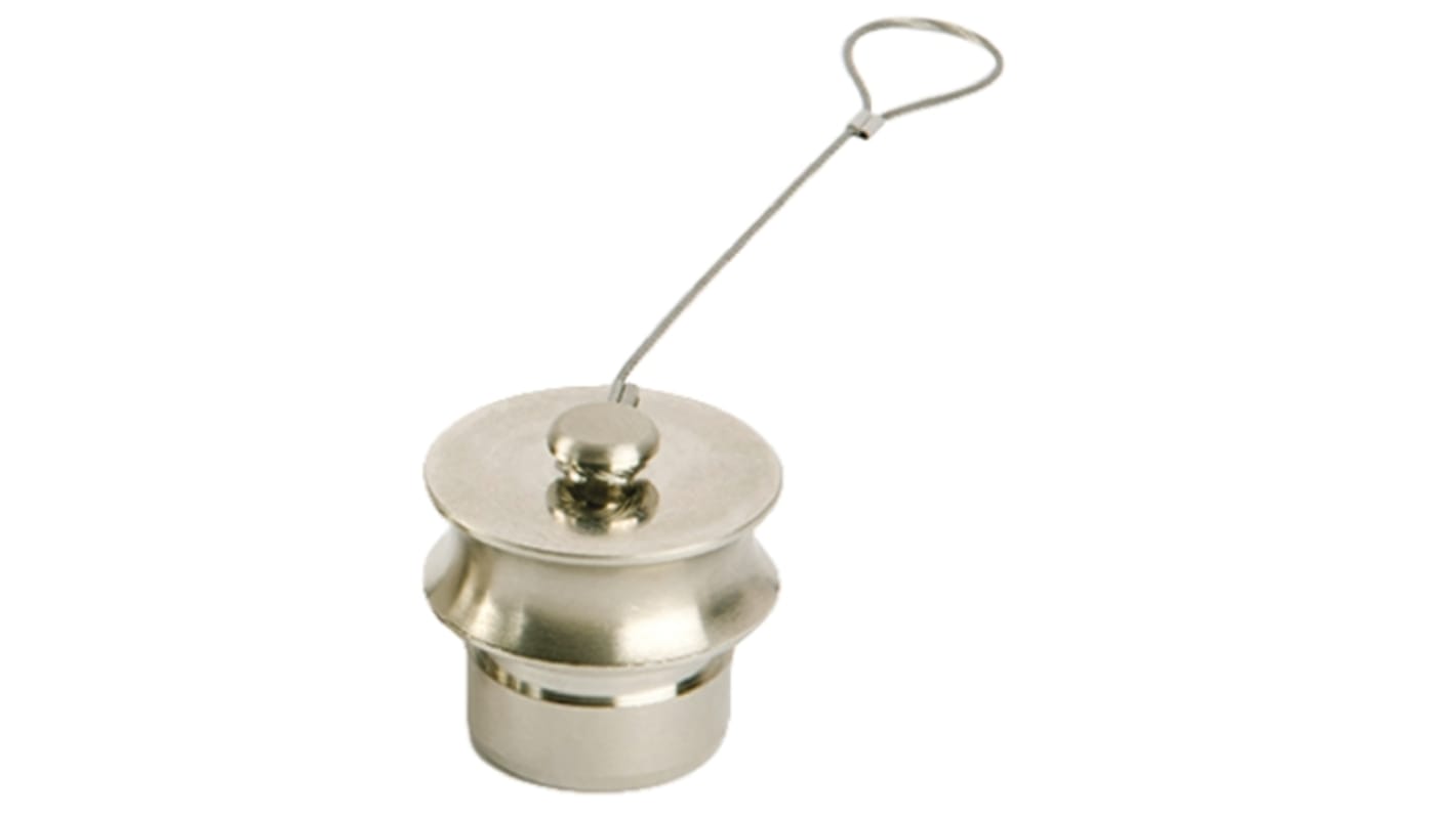 Bulgin 6000 Male Dust Cap, Shell Size 32 IP66, IP68, IP69K Rated, with Nickel Finish, Brass