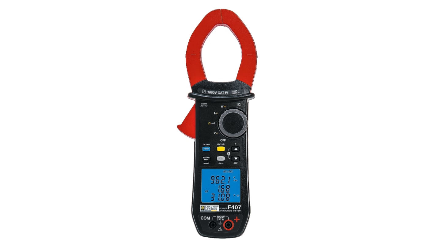 Chauvin Arnoux F407 Clamp Meter Bluetooth, 1500A dc, Max Current 1000A ac CAT III 1000V