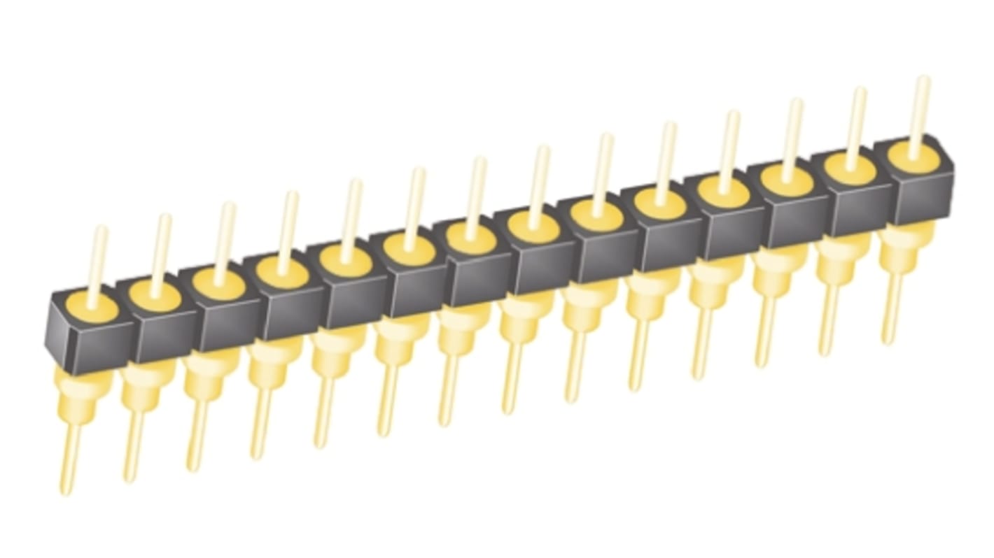 Samtec BBS Series Straight Through Hole Pin Header, 14 Contact(s), 2.54mm Pitch, 1 Row(s), Unshrouded