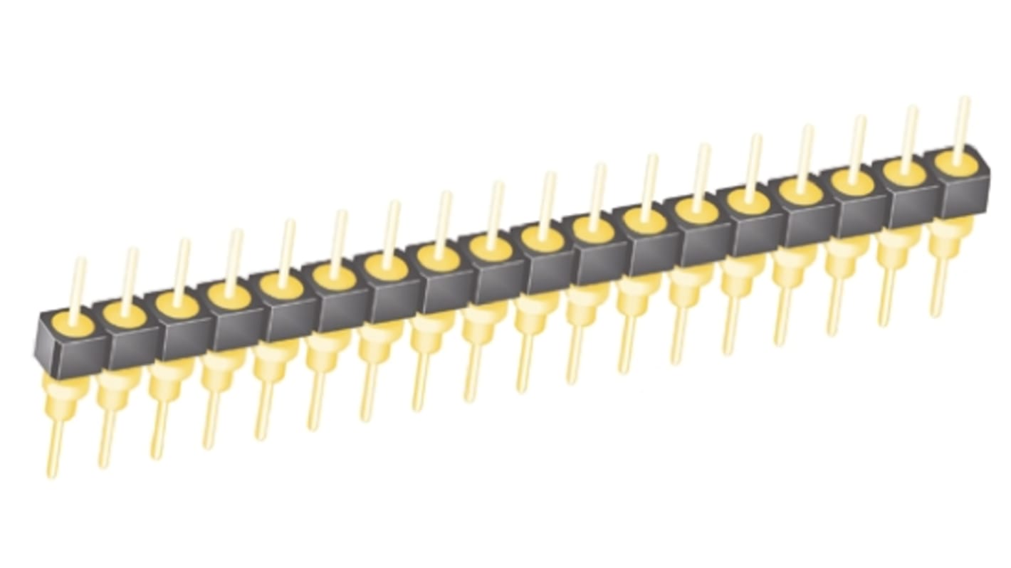 Samtec BBS Series Straight Through Hole Pin Header, 18 Contact(s), 2.54mm Pitch, 1 Row(s), Unshrouded