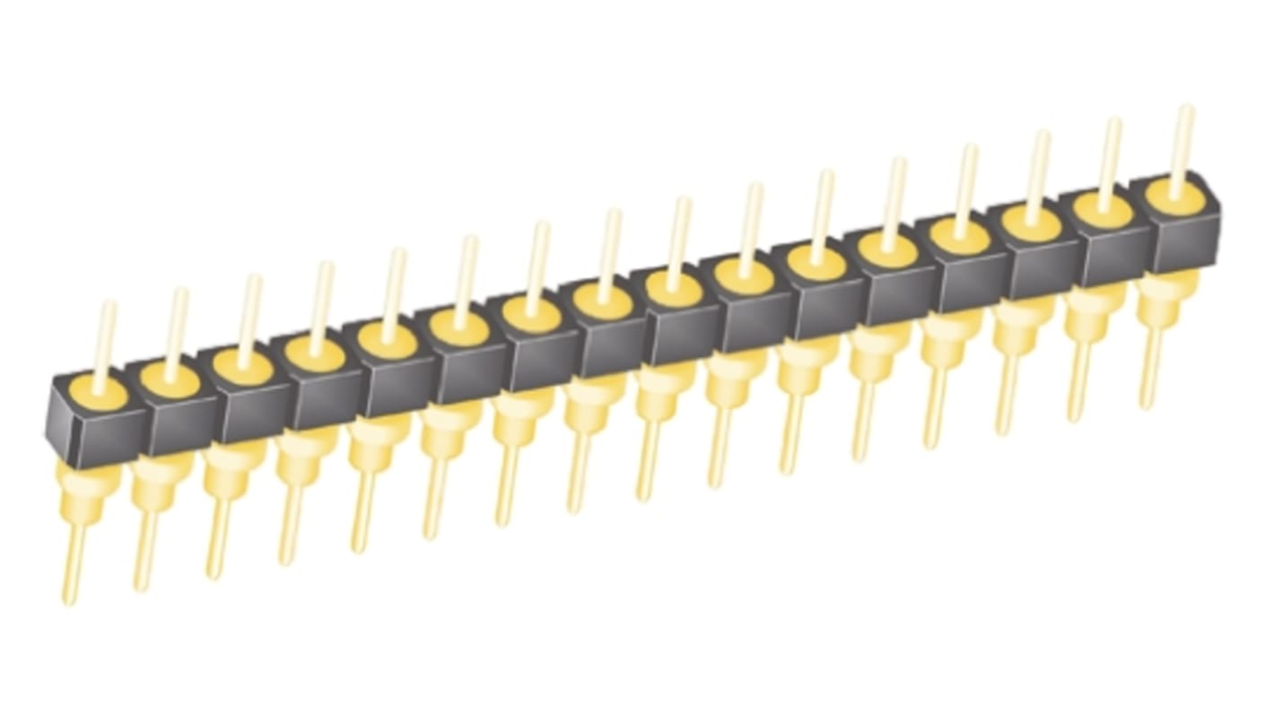 Samtec BBS Series Straight Through Hole Pin Header, 16 Contact(s), 2.54mm Pitch, 1 Row(s), Unshrouded