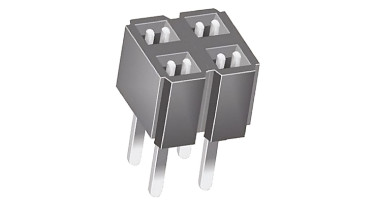 Samtec CES Series Straight Through Hole Mount PCB Socket, 4-Contact, 2-Row, 2.54mm Pitch, Through Hole Termination