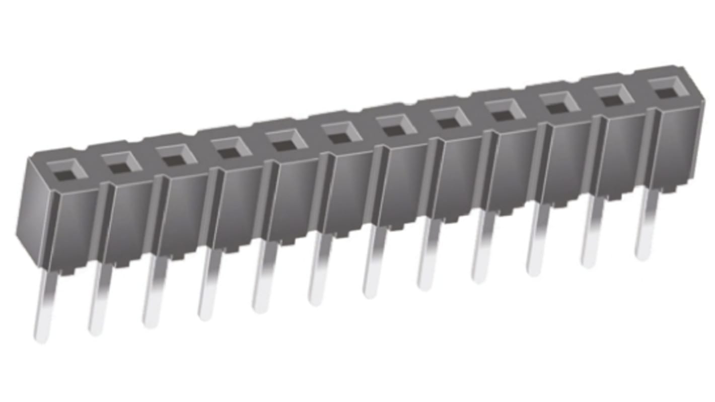 Samtec CES Series Straight Through Hole Mount PCB Socket, 12-Contact, 1-Row, 2.54mm Pitch, Through Hole Termination
