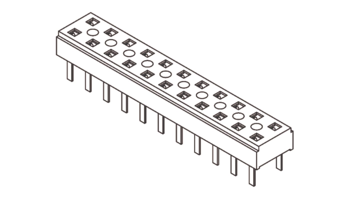 Samtec CLT Series Straight Through Hole Mount PCB Socket, 10-Contact, 2-Row, 2mm Pitch, Solder Termination