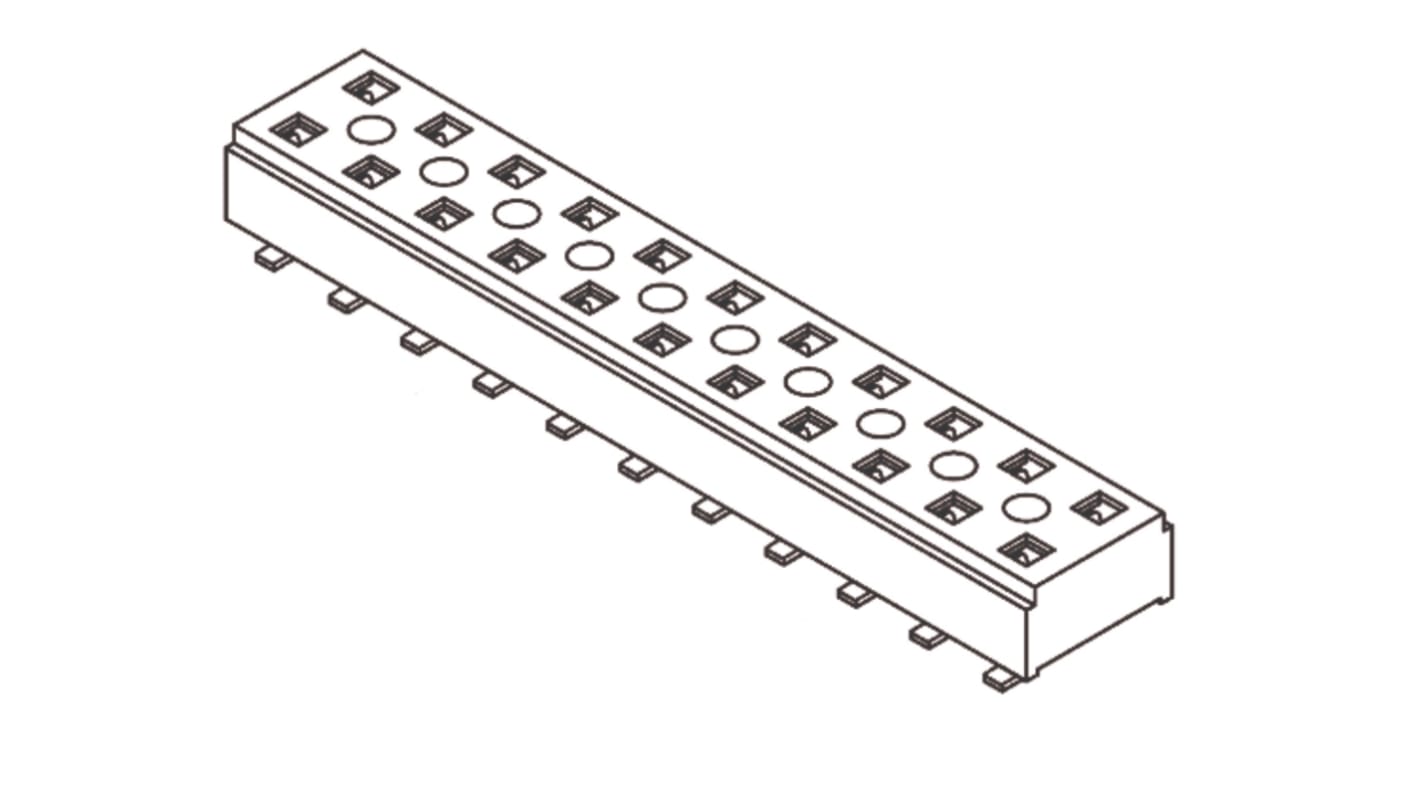 Samtec CLT Series Straight Surface Mount PCB Socket, 10-Contact, 2-Row, 2mm Pitch, Solder Termination