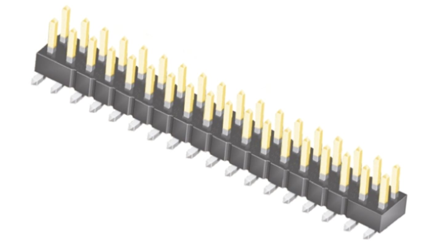 Samtec TSM Series Straight Surface Mount Pin Header, 36 Contact(s), 2.54mm Pitch, 2 Row(s), Unshrouded