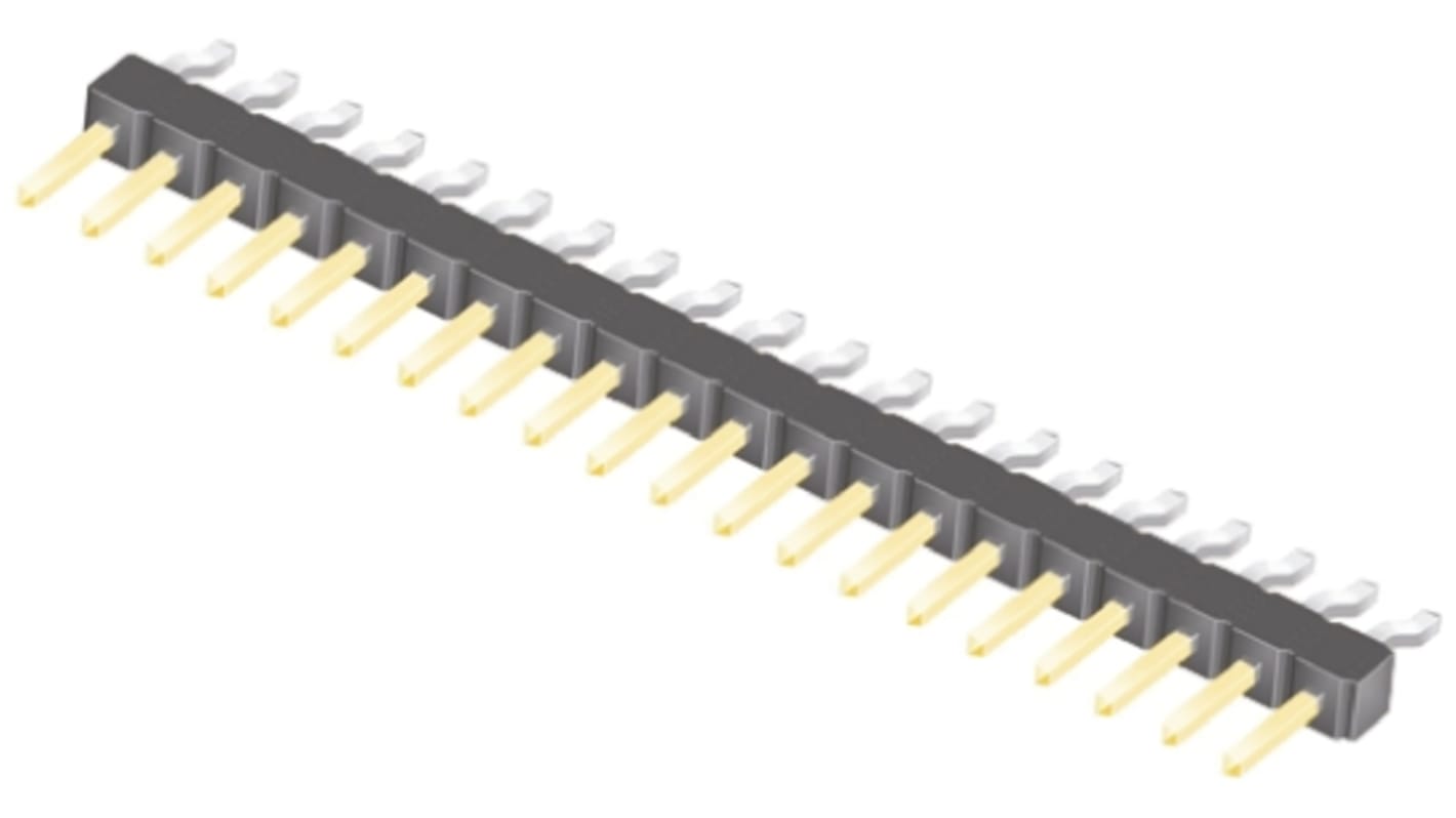 Samtec TSM Series Right Angle Surface Mount Pin Header, 20 Contact(s), 2.54mm Pitch, 1 Row(s), Unshrouded