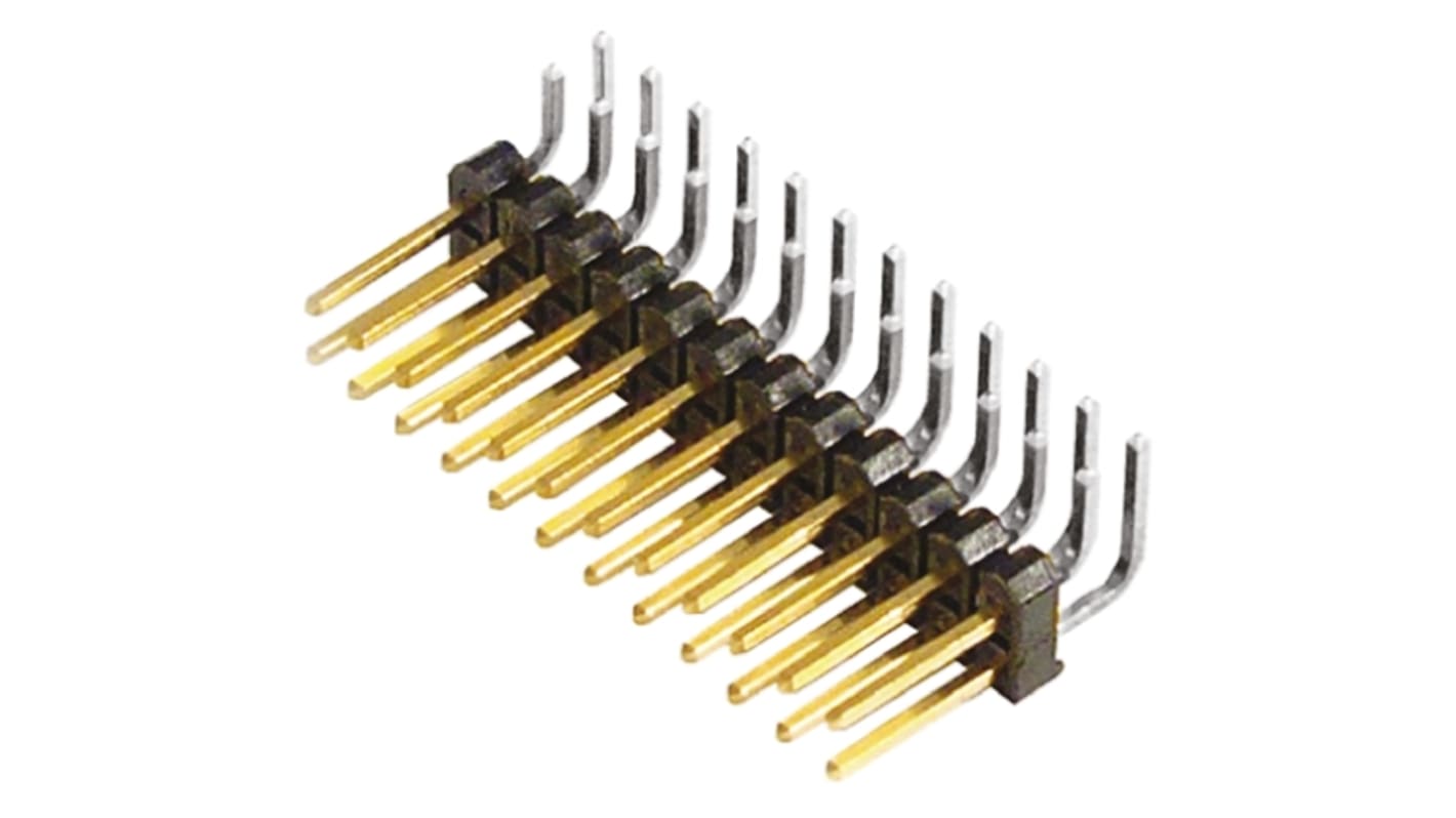 Samtec TSW Series Right Angle Through Hole Pin Header, 24 Contact(s), 2.54mm Pitch, 2 Row(s), Unshrouded