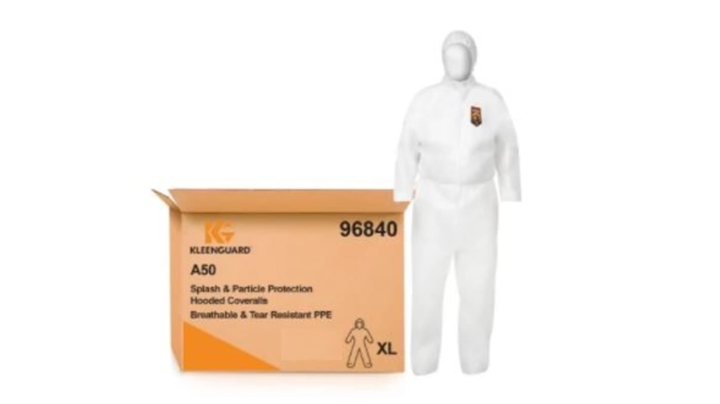 Kimberly Clark White Disposable overalls, CE CAT III. EN 1073-2:2002; EN 1149-1:1995; EN 13034:2005 - Limited Splash