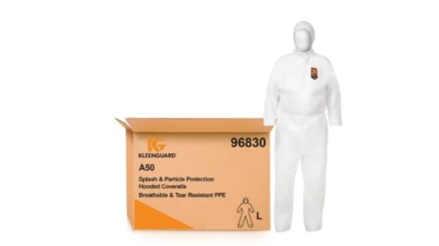 Kimberly Clark White Disposable overalls, CE CAT III. EN 1073-2:2002; EN 1149-1:1995; EN 13034:2005 - Limited Splash