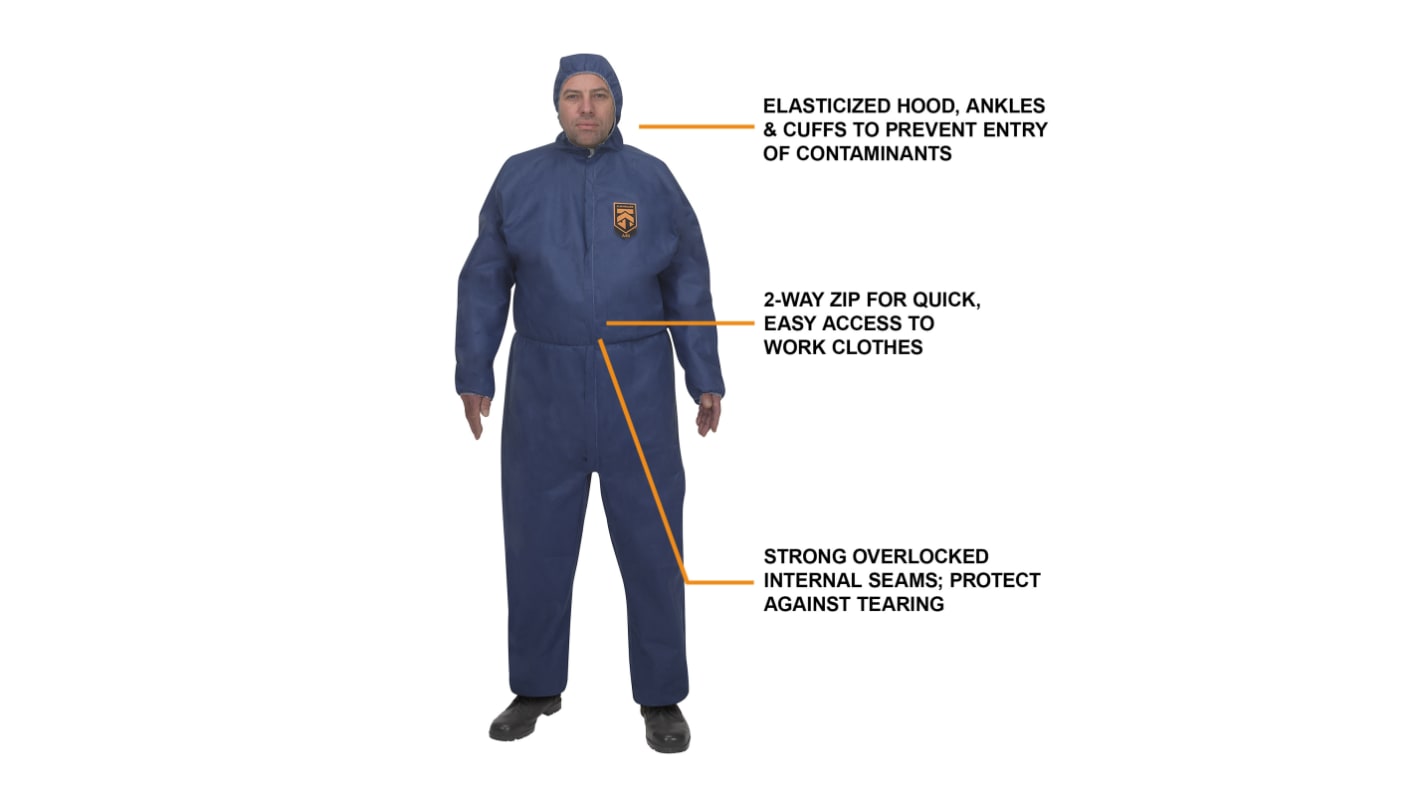 Kimberly Clark Blue Disposable overalls, CE CAT III. EN 1073-2:2002; EN 1149-1:1995; EN 13034:2005 - Limited Splash