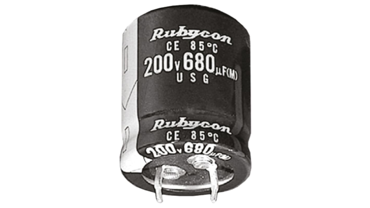 Condensatore Rubycon, serie USG, 2200μF, 200V cc, ±20%, +85°C, Ad innesto