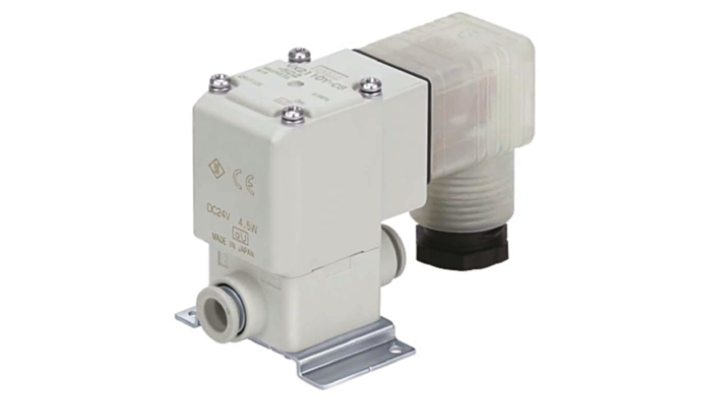 SMC 双通直动式电磁阀, 24 V 直流电源, 6 mm 单触式配件接口, 树脂主体, 用于空气, VX21系列