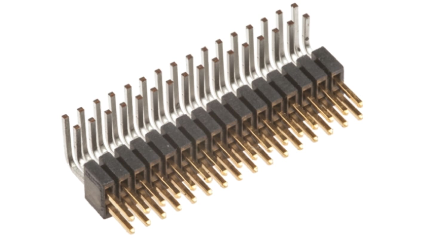 Samtec FTSH Series Right Angle Surface Mount Pin Header, 32 Contact(s), 1.27mm Pitch, 2 Row(s), Unshrouded