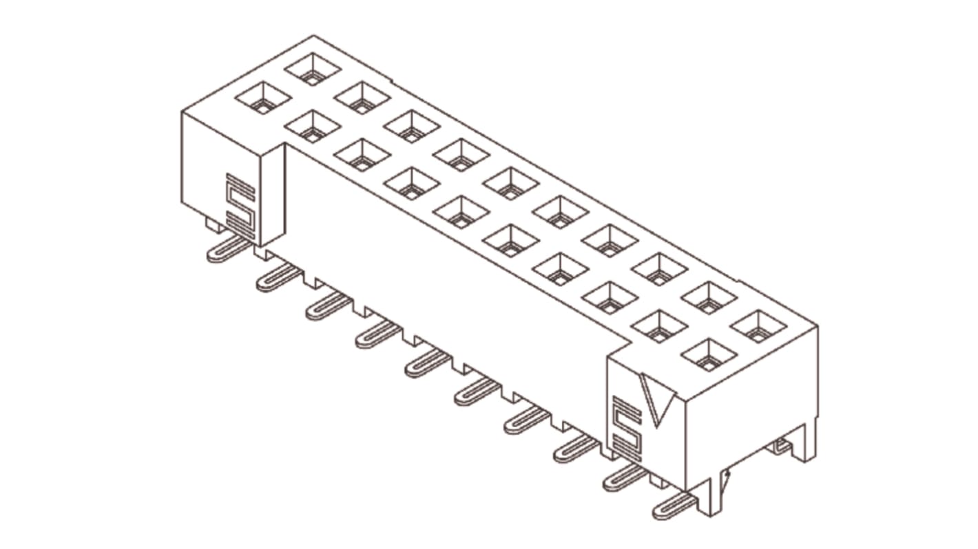 Gniazdo PCB 10 -pinowe 2 -rzędowe raster: 2mm typu płytka – płytka Proste SMD