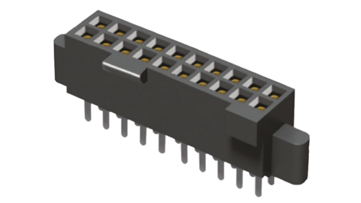 Samtec SFML Series Straight Through Hole Mount PCB Socket, 20-Contact, 2-Row, 1.27mm Pitch, Solder Termination