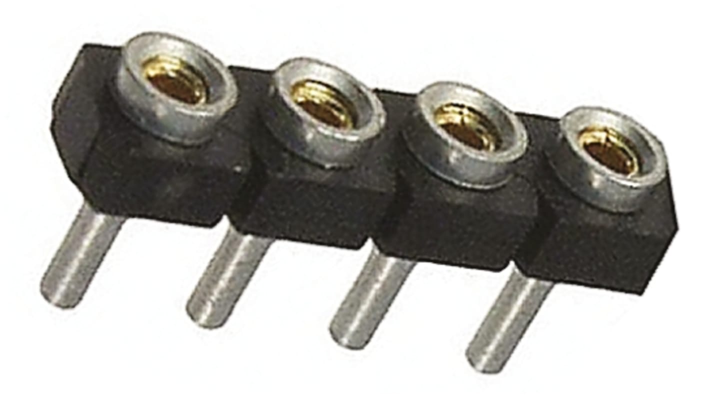 Samtec SL Series Straight Through Hole Mount PCB Socket, 4-Contact, 1-Row, 2.54mm Pitch, Solder Termination