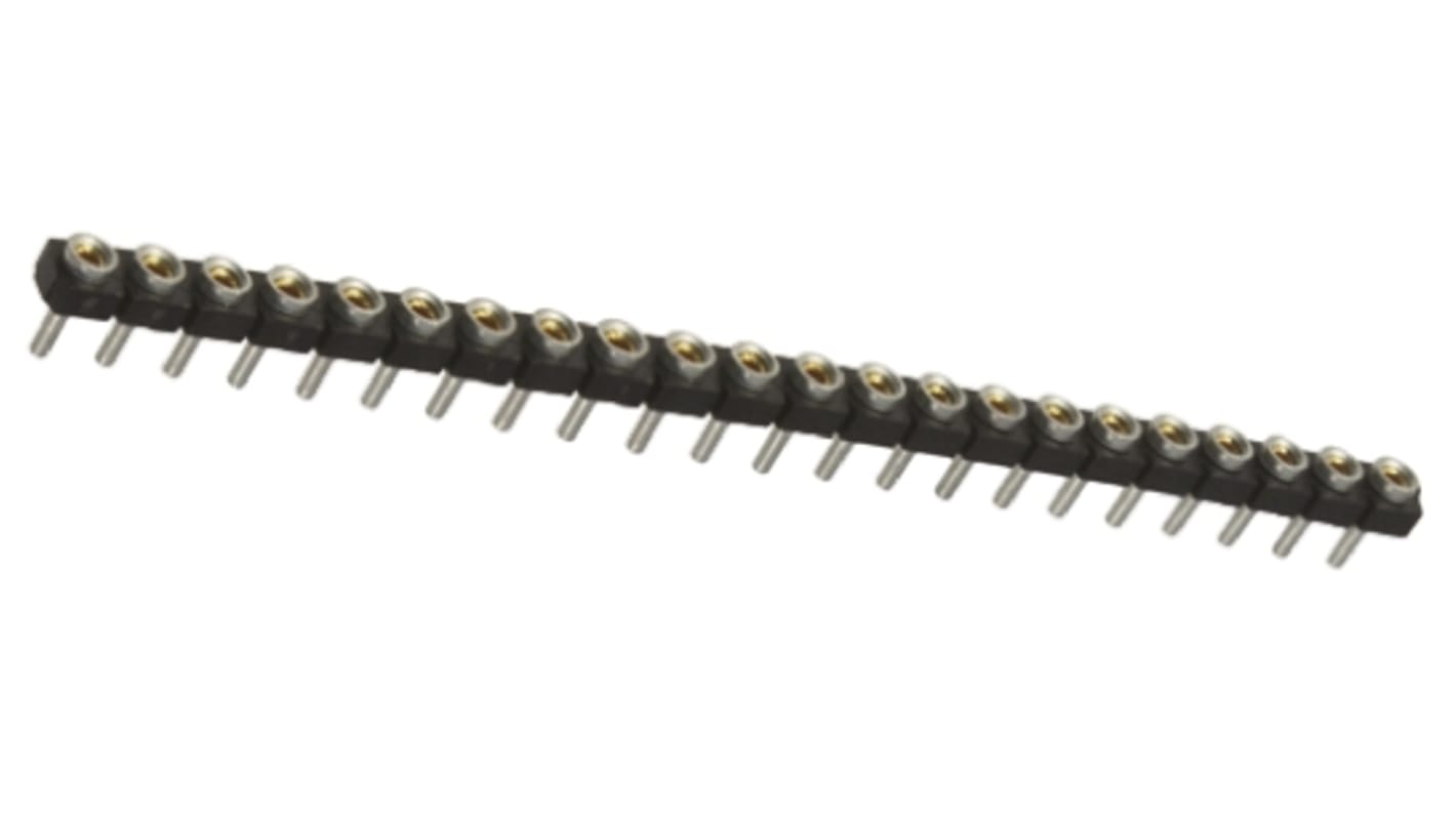 Samtec SL Series Straight Through Hole Mount PCB Socket, 22-Contact, 1-Row, 2.54mm Pitch, Solder Termination