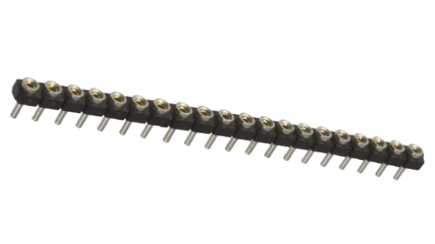 Samtec SL Series Straight Through Hole Mount PCB Socket, 20-Contact, 1-Row, 2.54mm Pitch, Solder Termination