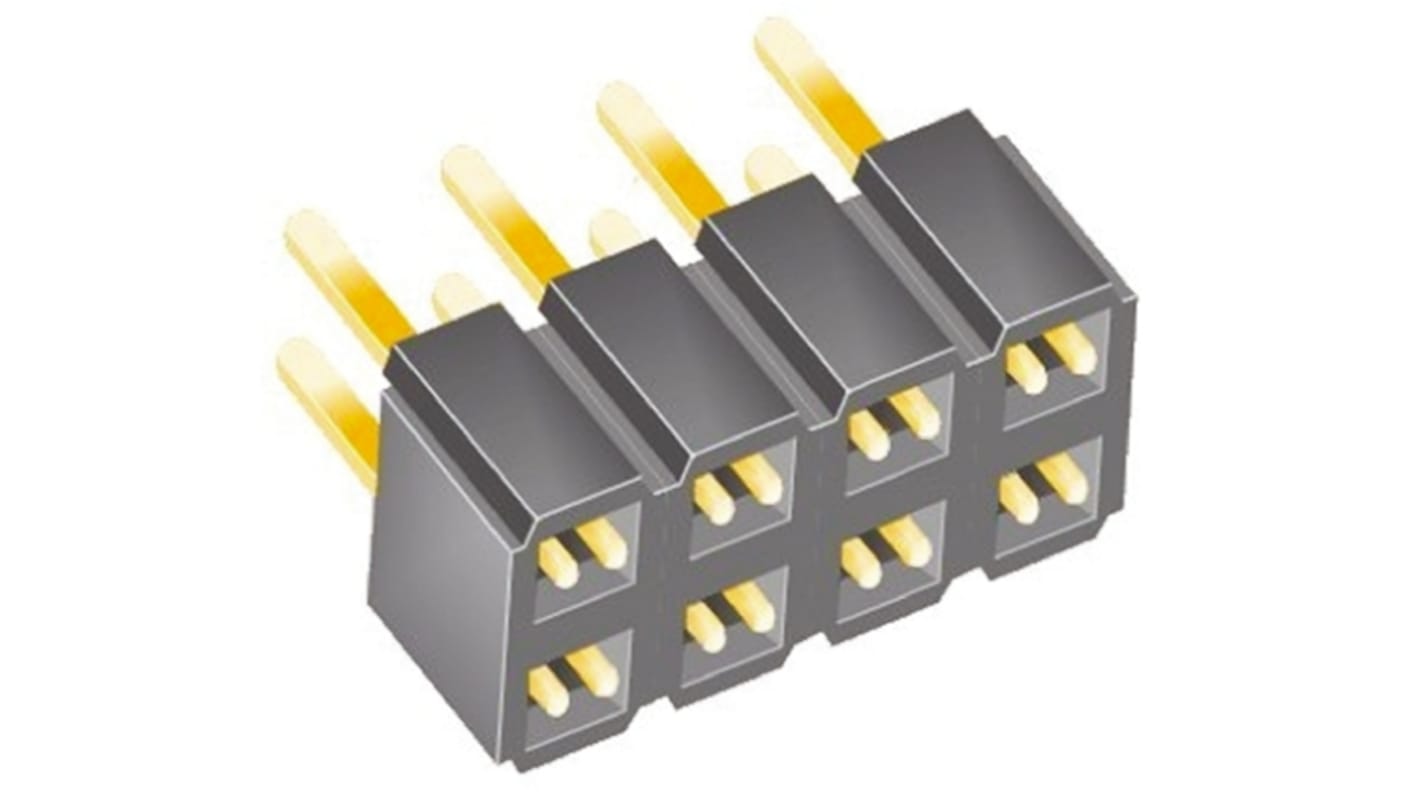 Samtec SLW Series Straight Through Hole Mount PCB Socket, 8-Contact, 2-Row, 2.54mm Pitch, Solder Termination