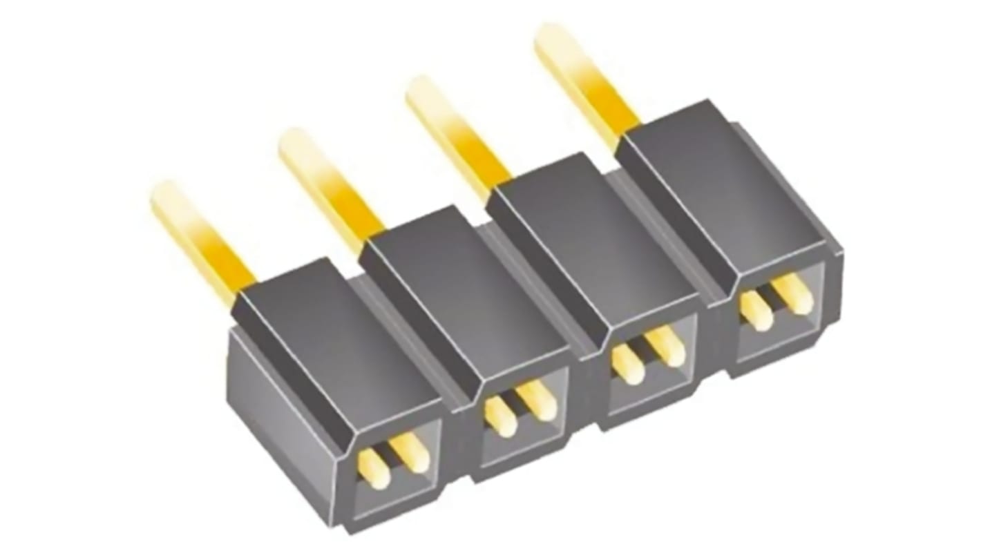 Conector hembra para PCB Samtec serie SLW, de 4 vías en 1 fila, paso 2.54mm, 406 V CA, 5.2A, Montaje en orificio