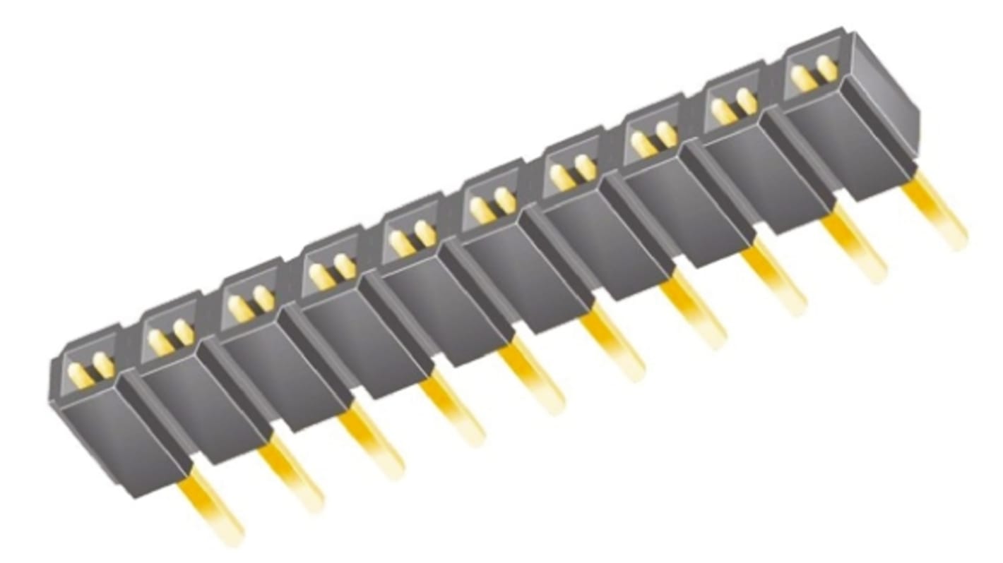 Samtec SLW Series Straight Through Hole Mount PCB Socket, 10-Contact, 1-Row, 2.54mm Pitch, Solder Termination