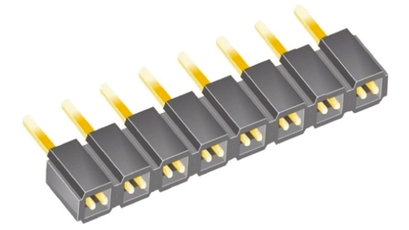 Samtec SLW Series Straight Through Hole Mount PCB Socket, 8-Contact, 1-Row, 2.54mm Pitch, Solder Termination