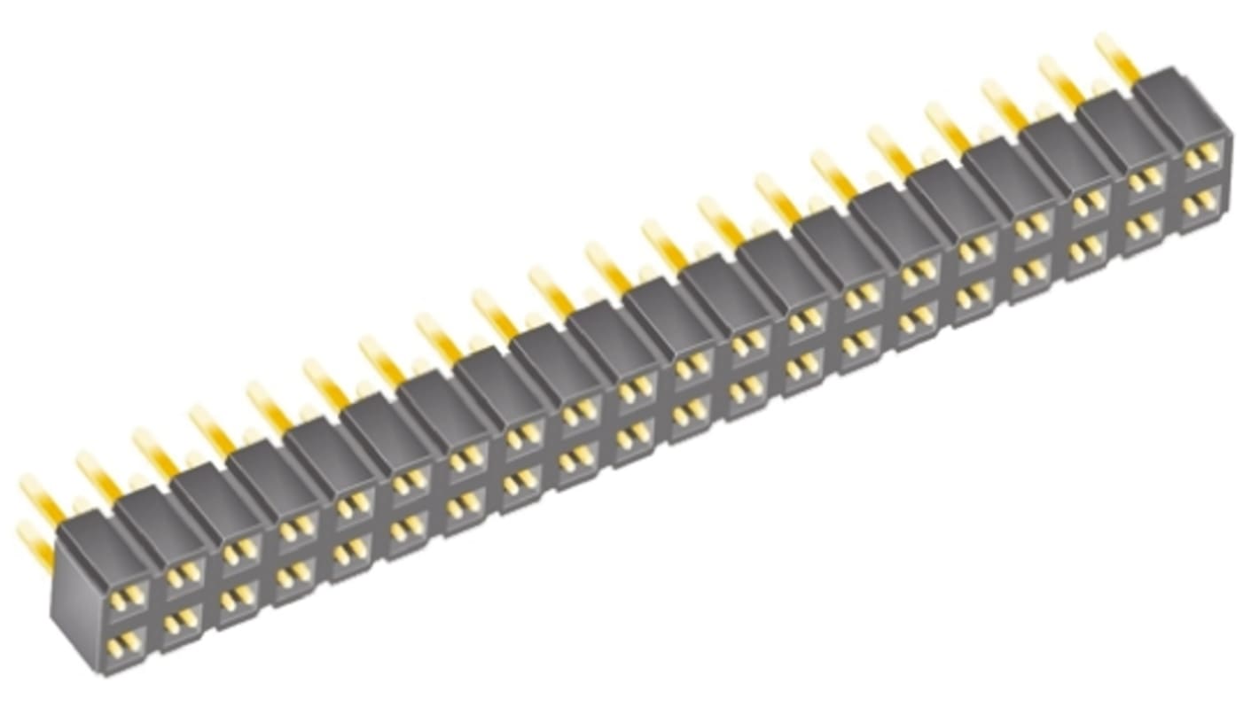 Conector hembra para PCB Samtec serie SLW, de 40 vías en 2 filas, paso 2.54mm, 550 V, 7.1A, Montaje en orificio