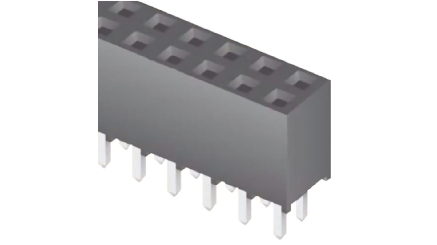 Samtec SQT Series Straight Through Hole Mount PCB Socket, 20-Contact, 2-Row, 2mm Pitch, Solder Termination