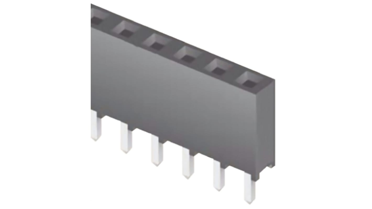 Samtec SQT Series Straight Through Hole Mount PCB Socket, 5-Contact, 1-Row, 2mm Pitch, Solder Termination