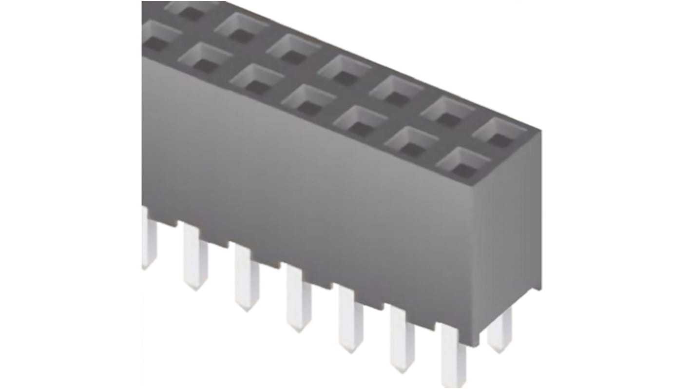 Conector hembra para PCB Samtec serie SQW, de 10 vías en 2 filas, paso 2mm, 500 V, 12A, Montaje en orificio pasante,