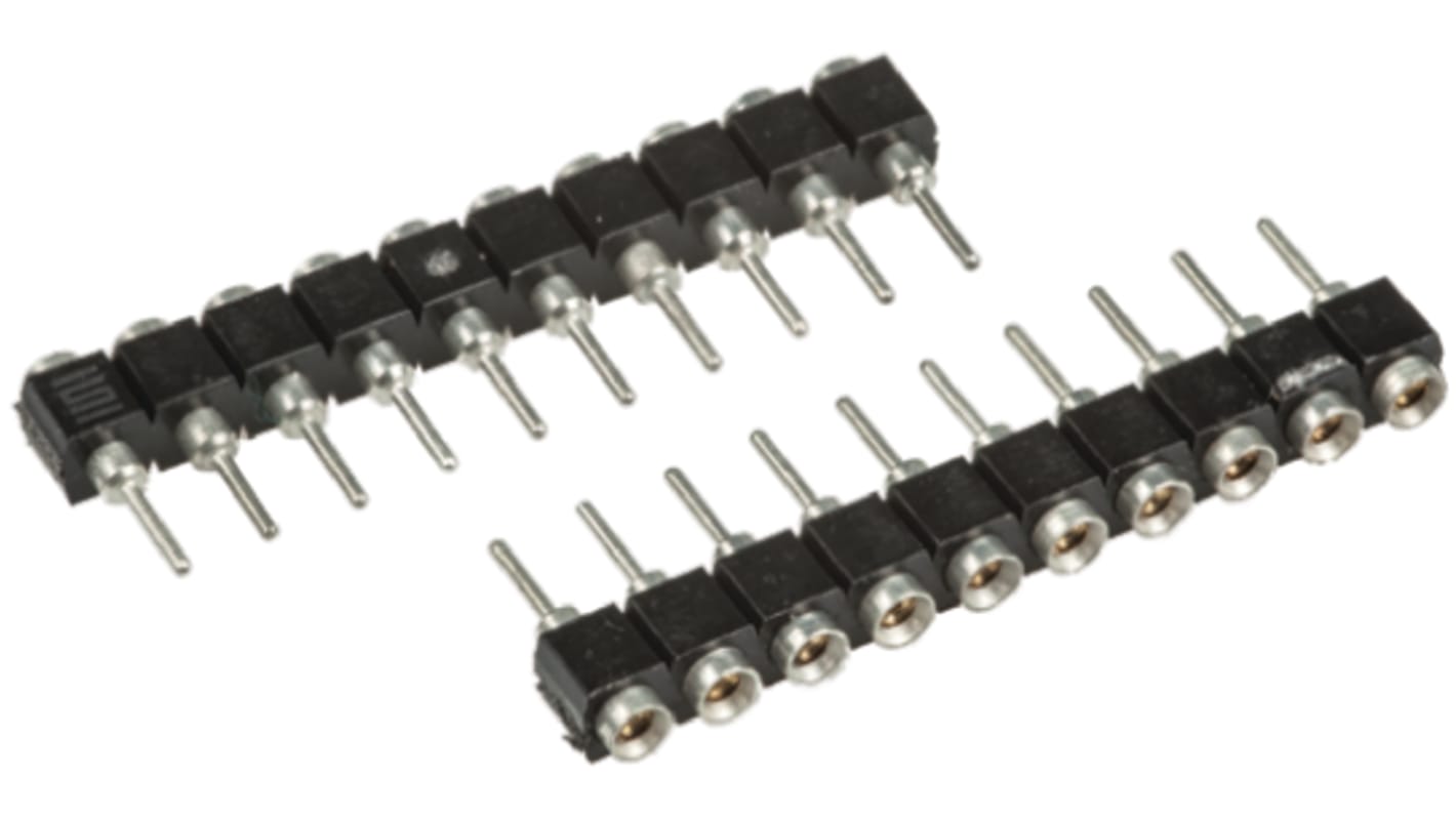 Samtec SS Series Straight Through Hole Mount PCB Socket, 12-Contact, 1-Row, 2.54mm Pitch, Solder Termination