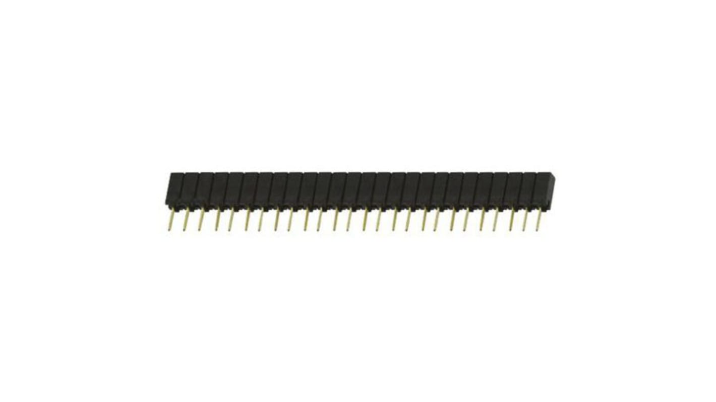 Samtec SSA Series Straight Through Hole Mount PCB Socket, 26-Contact, 1-Row, 2.54mm Pitch, Solder Termination