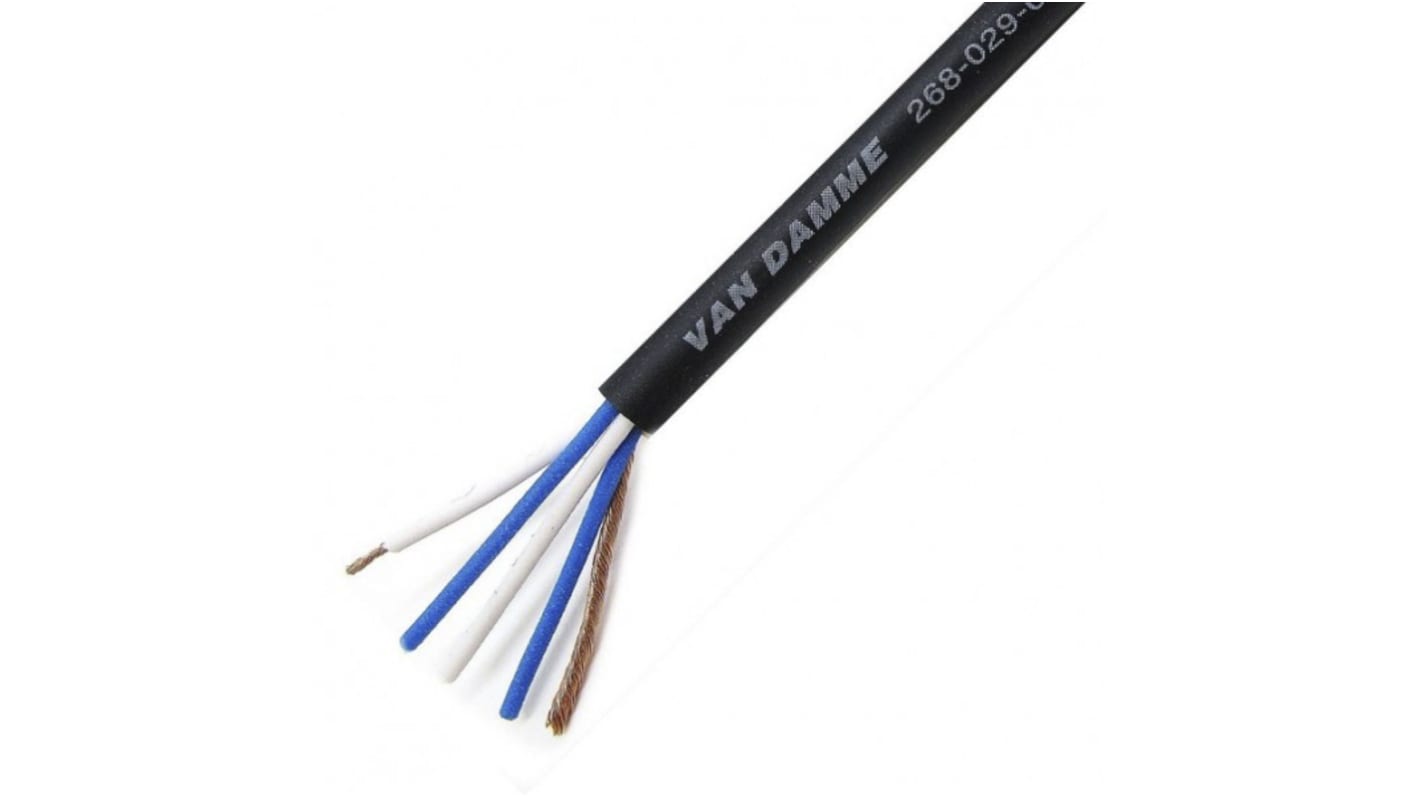 Van Damme 4 Core Microphone Cable Screened, 4.85mm od, 100m, Black