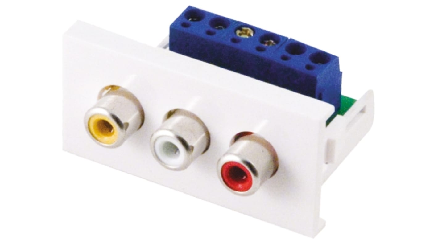 RS PRO Triple Gang 3 Way Female RCA Faceplate