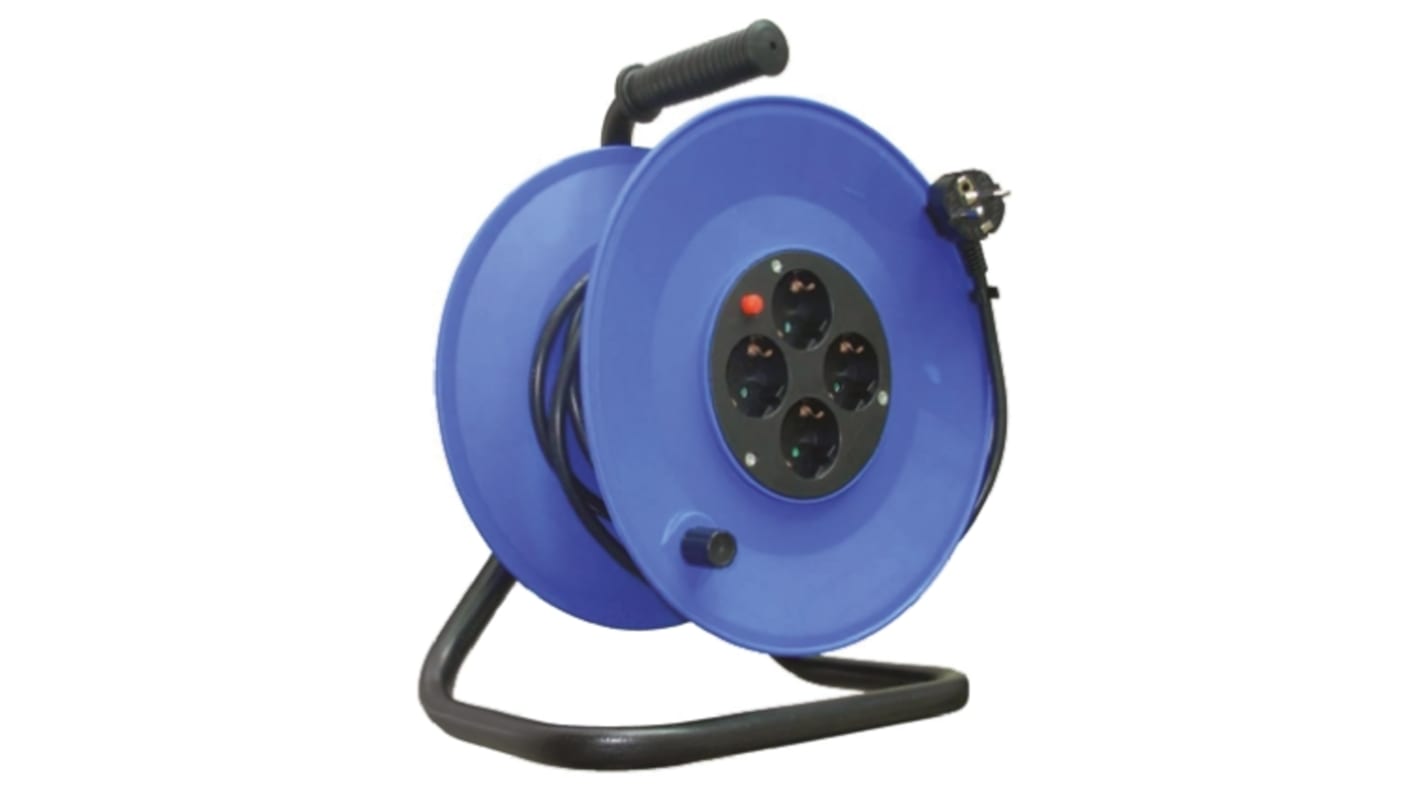 RS PRO 40m 4 Socket Type F - German Schuko Extension Reel, 230 V ac