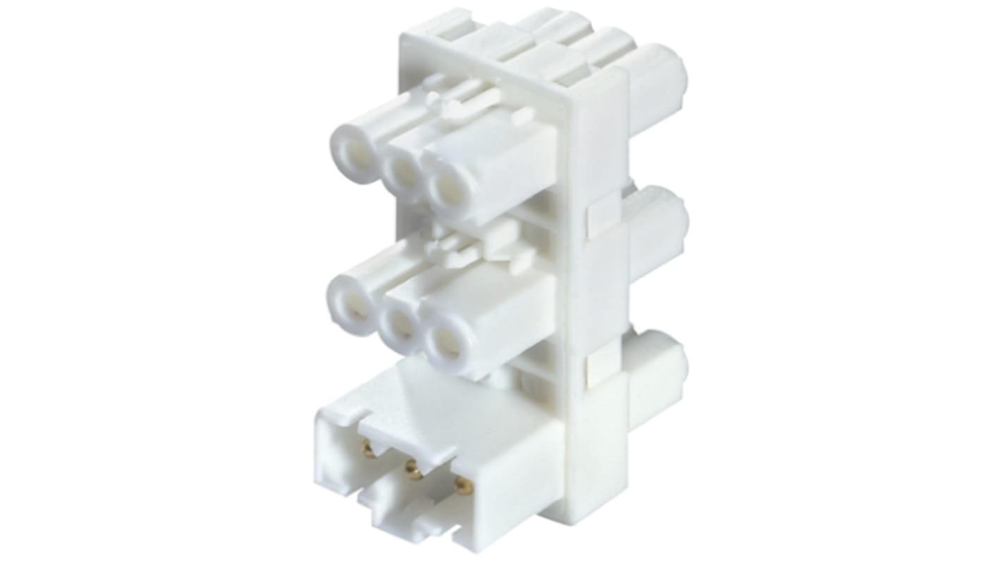 Wieland GST15i3 Series Distribution Block, 3-Pole, Male to Female, 1 → 5-Way, PCB Mount, 16A, IP40