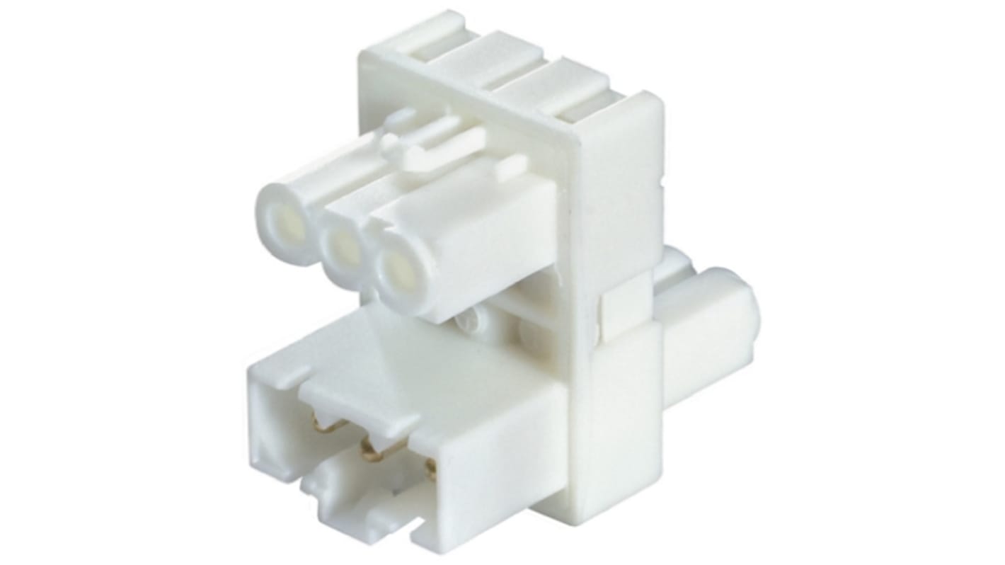 Wieland GST15i3 Series Distribution Block, 3-Pole, Male to Female, 1 → 2-Way, PCB Mount, 16A, IP40