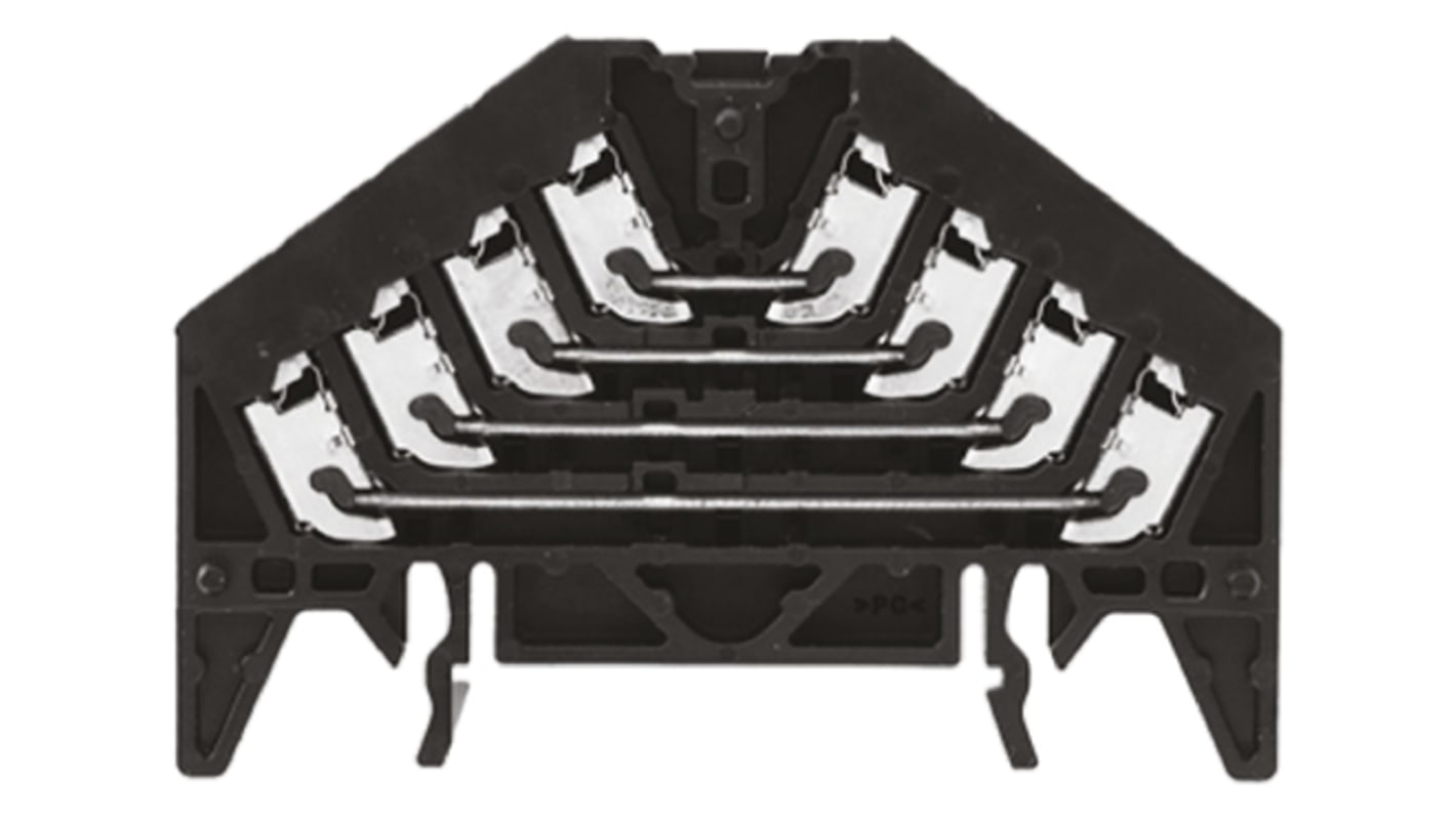 Weidmuller P Series Black DIN Rail Terminal Block, 1.5mm², Quadruple-Level, Push In Termination