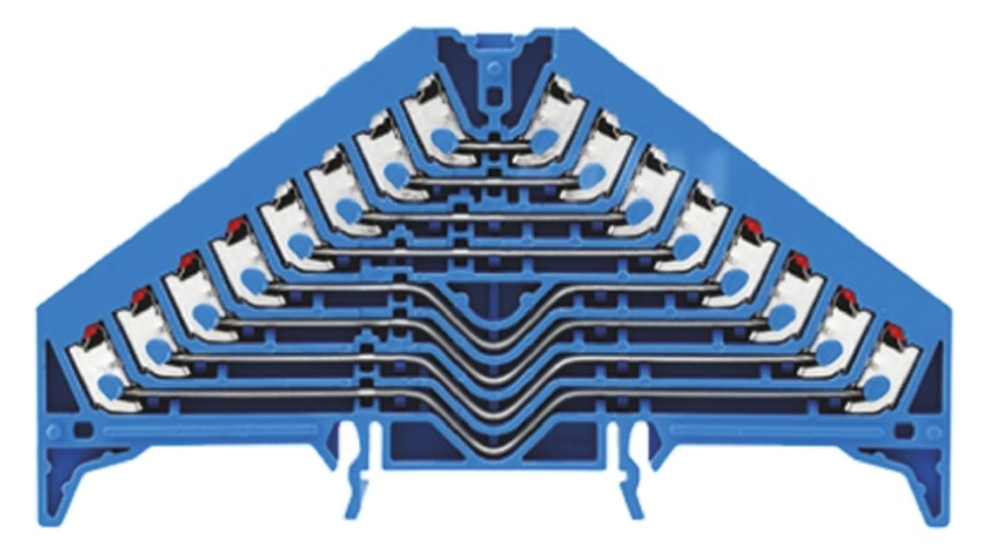 Weidmuller PRV 8 Series Blue DIN Rail Terminal Block, 1.5mm², Octuple-Level, Push In Termination