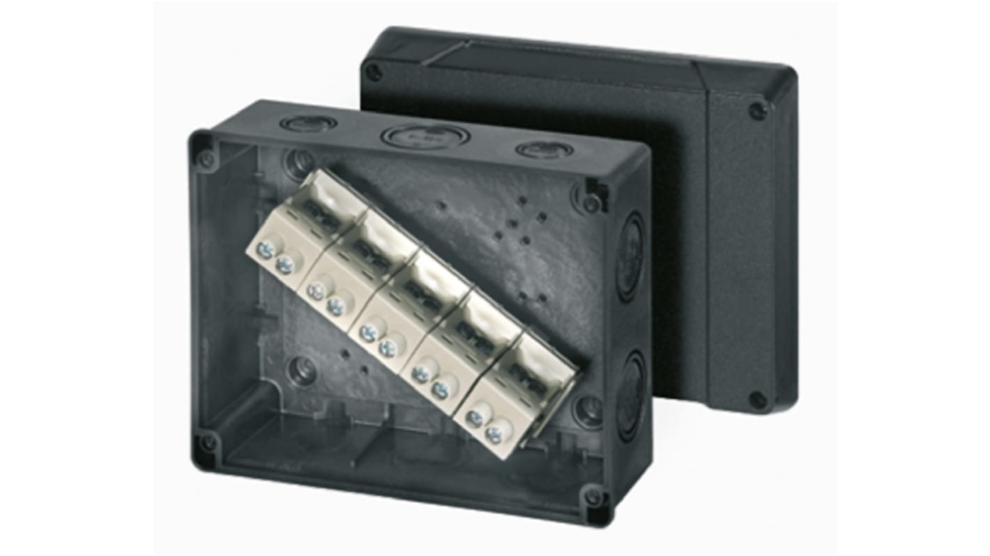 HENSEL DK Series Black Thermoplastic Junction Box, 5 Terminals, 160 x 200 x 98mm