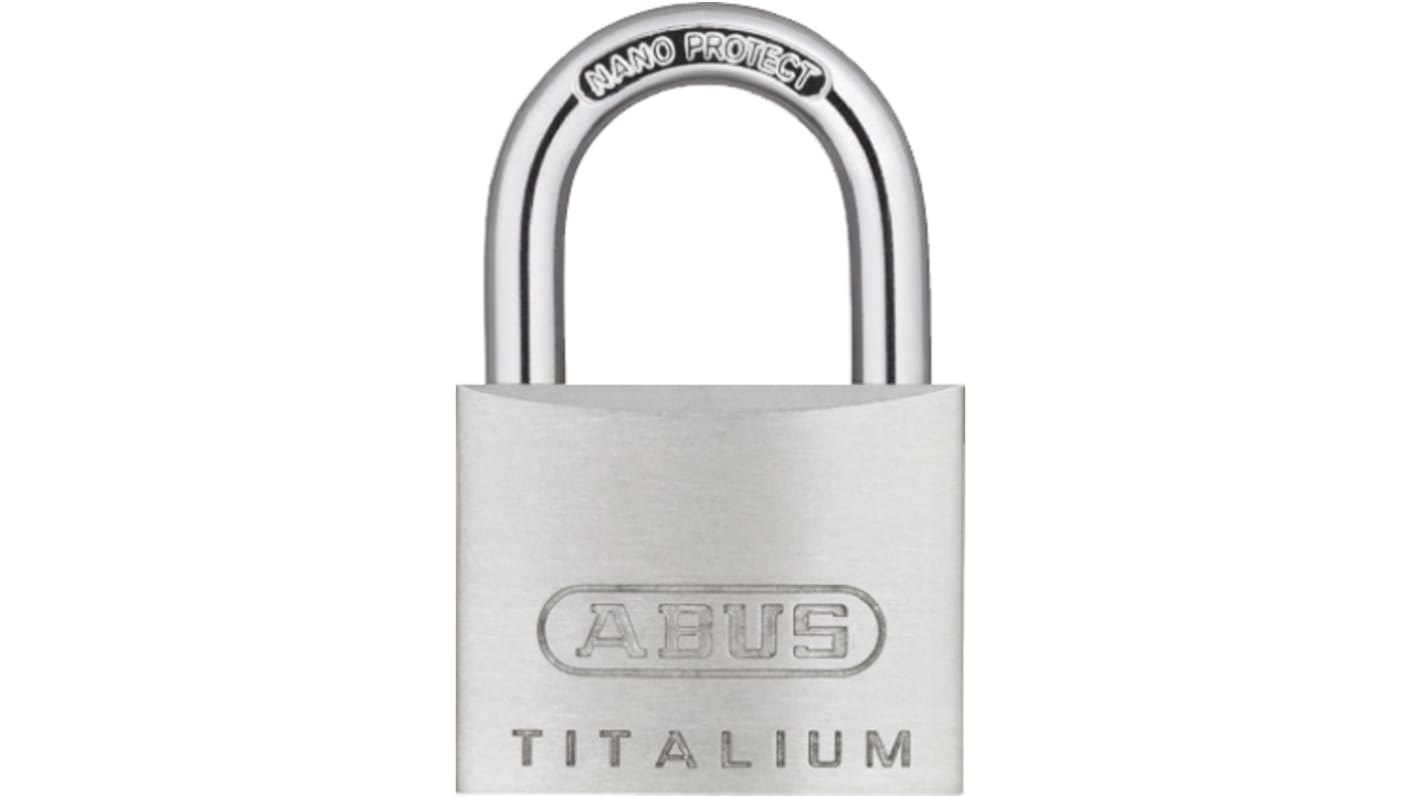 ABUS 64TI Key Weatherproof Titanium Weatherproof Padlock, 6.5mm Shackle, 40mm Body