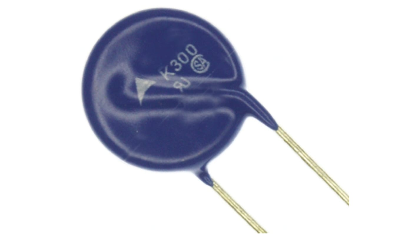 Varistor de óxido metálico EPCOS StandarD, tensión de ruptura 27V, 2.5A, 1.1J, 1.9nF, dim. 9 (Dia.) x 3.6mm, paso 5mm