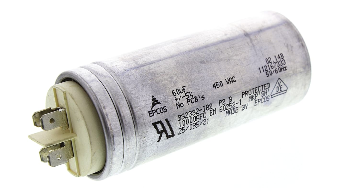 B32332I6606J082 | EPCOS フィルムコンデンサ,450V ac,60μF,±5% | RS