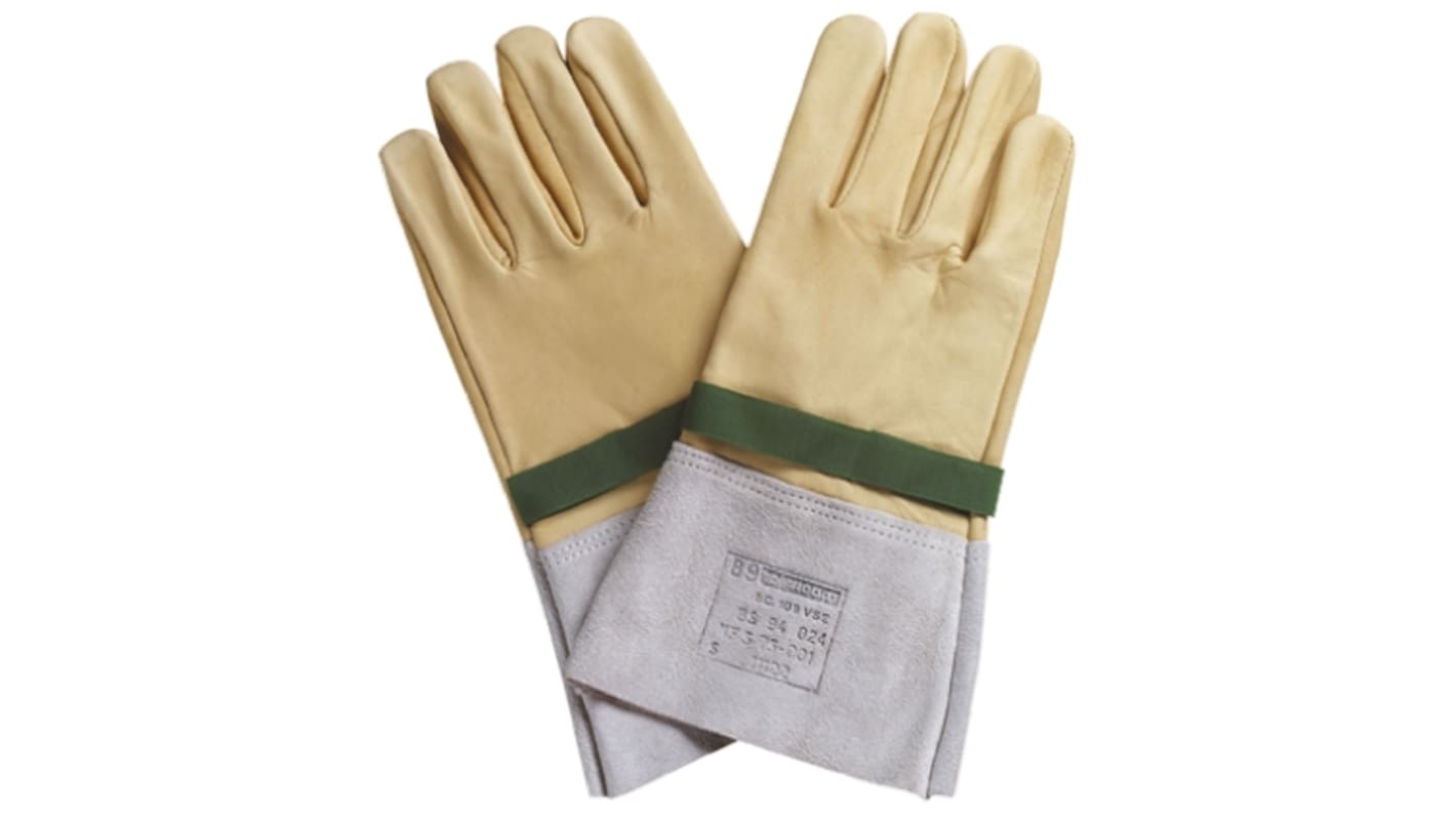 Facom Yellow Leather Electrical Electricians Gloves, Size 10