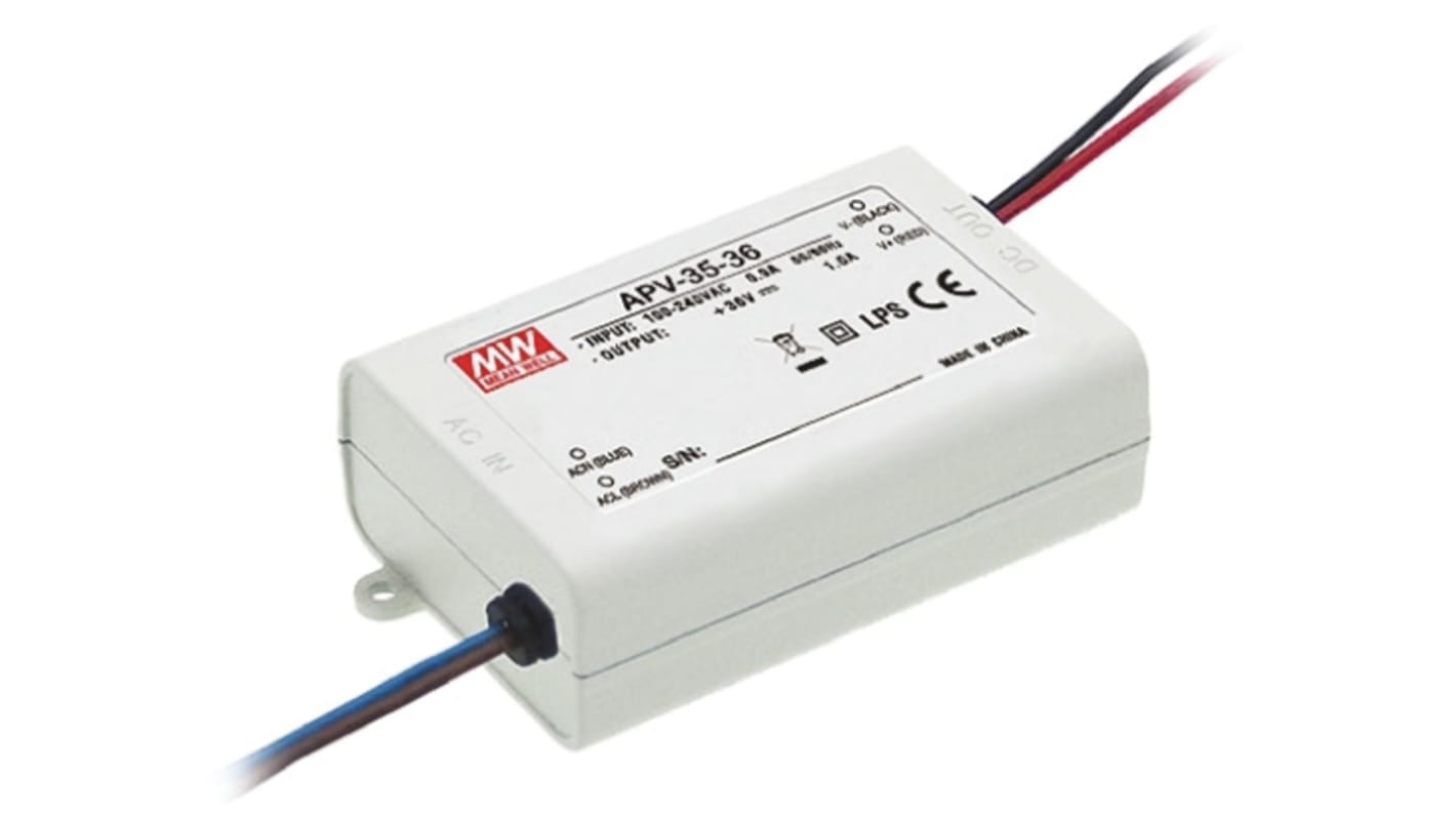 MEAN WELL LED Driver, 5V Output, 35W Output, 5A Output, Constant Voltage