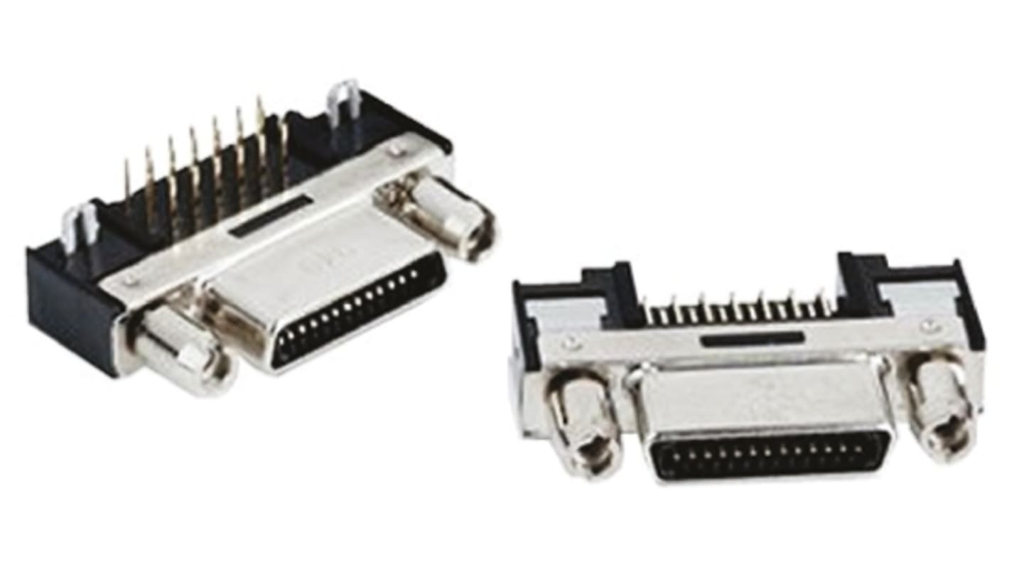 Conector en PCB Micro-D 3M, Serie SDR 122, paso 0.8mm, Ángulo de 90° , Orificio Pasante, Hembra, 500mA